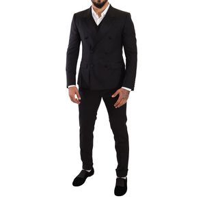 Dolce & Gabbana Black Wool Double Breasted Smoking 3 Piece Suit
